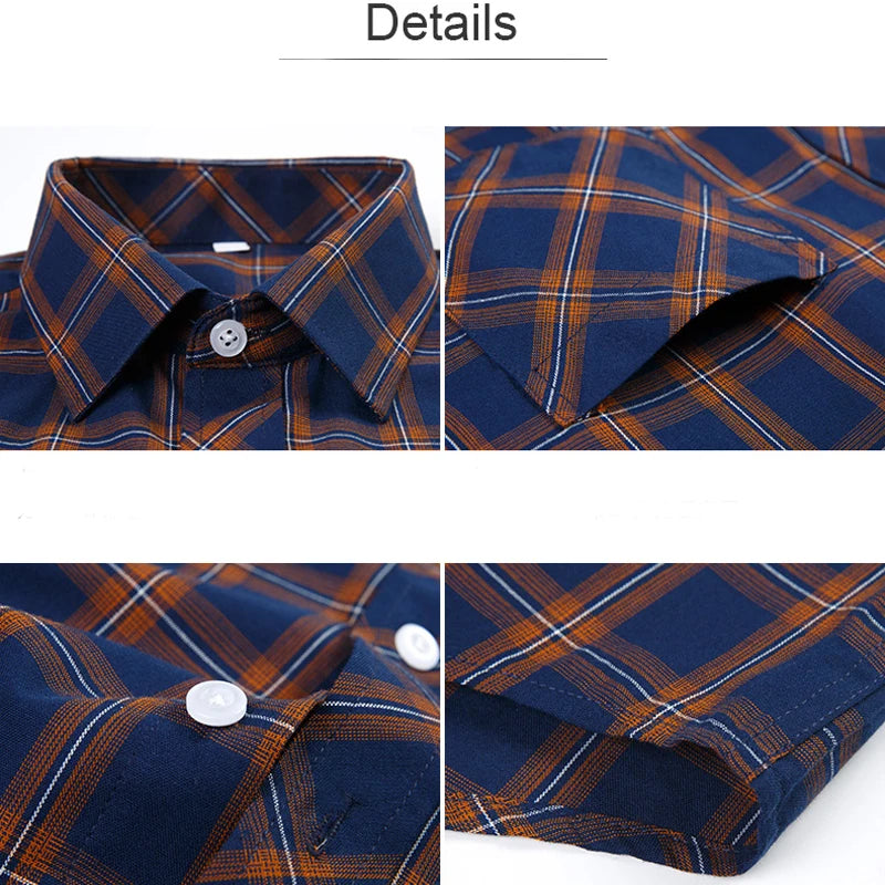 Plus Size 8XL 7XL New Men's Shirts Short Sleeve Cotton Plaid Shirt Summer Fashion Thin Soft Classic Basic Casual Male Clothing