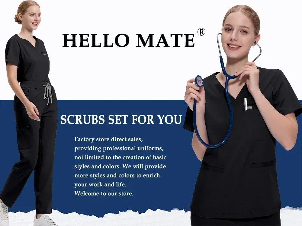 Scrubs Uniforms Men Women Beauty Straight Pants Set Wholesale Medical Surgical Clothes Nurse Accessories Dental Clinic Workwear
