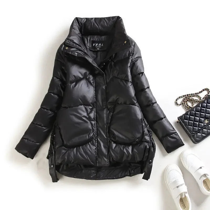 Winter Warm Coat Women's Fashion New Solid Color Hood Filled Down Cotton Coat Women's Clothing Winter Jacket Women