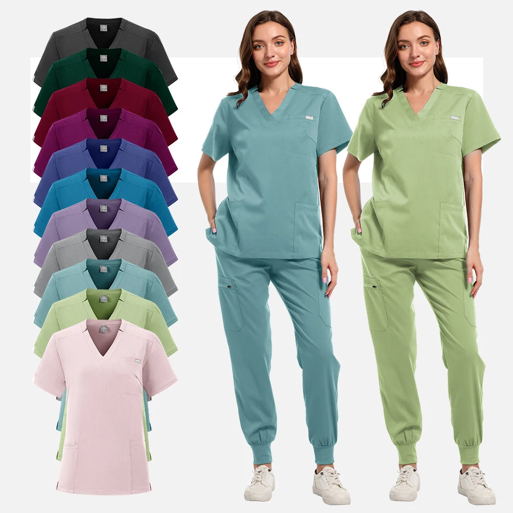 High Quality Medical Women Scrubs Sets Hospital Surgery Dental Clinic Beauty Spa Salon Lab Workwear Clothes Nurses Accessories