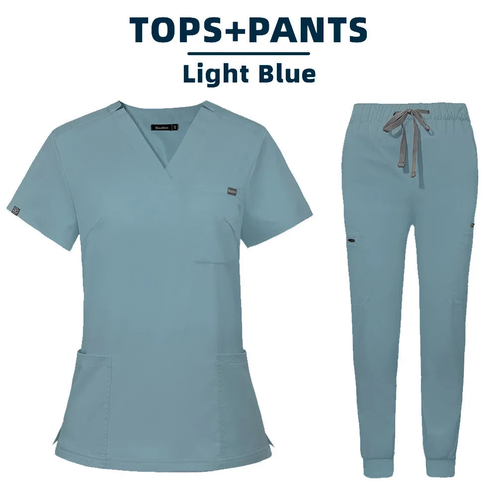 Women Scrubs Sets Nurse Accessories Medical Uniform Slim Fit Hospital Dental Clinical Workwear Clothing Surgical Overall Suits