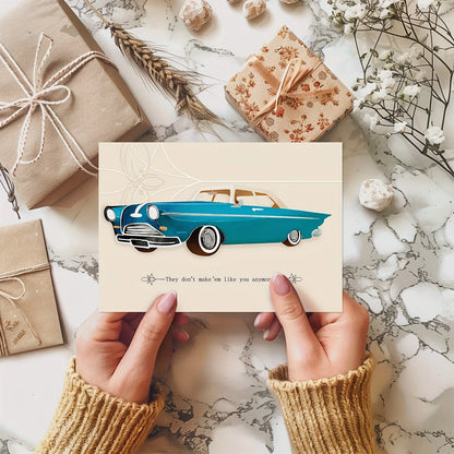 1Pcs Father's Day Card with Envelope (Vintage Classic Car, Don't Make 'Em Like You Anymore), Happy Fathers Day Card