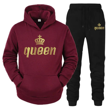 2024 Couple Outfits Hoodie and Jogger Pants High Quality Men Women Daily Casual Sport Jogging Suit King Queen Tracksuits Sets