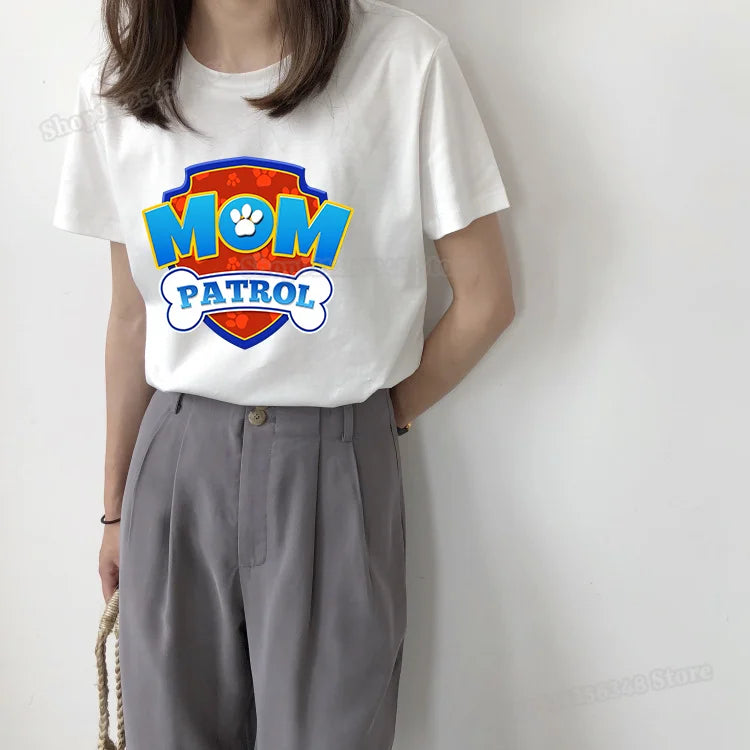 Cartoon Paw Patrols Dad Mum Graphic T Shirts for Men Women Couple Outfit Cotton Summer Clothes Short Sleeve Streetwear Tops Gift