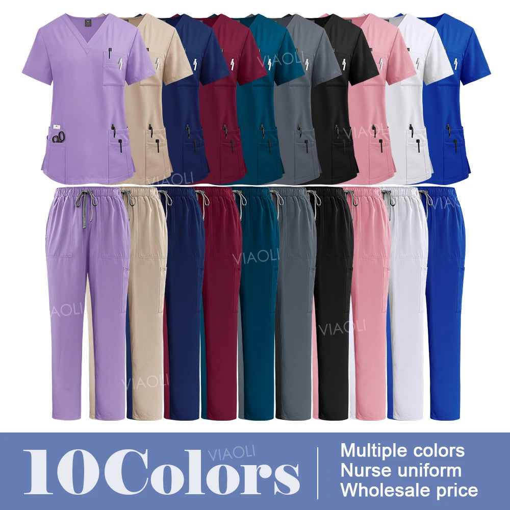 Medical Uniform Scrub Hospital Working Scrubs Set Wholesale Nursing Scrub Uniforms Women Healthcare Pharmacy Clinic Work Clothes