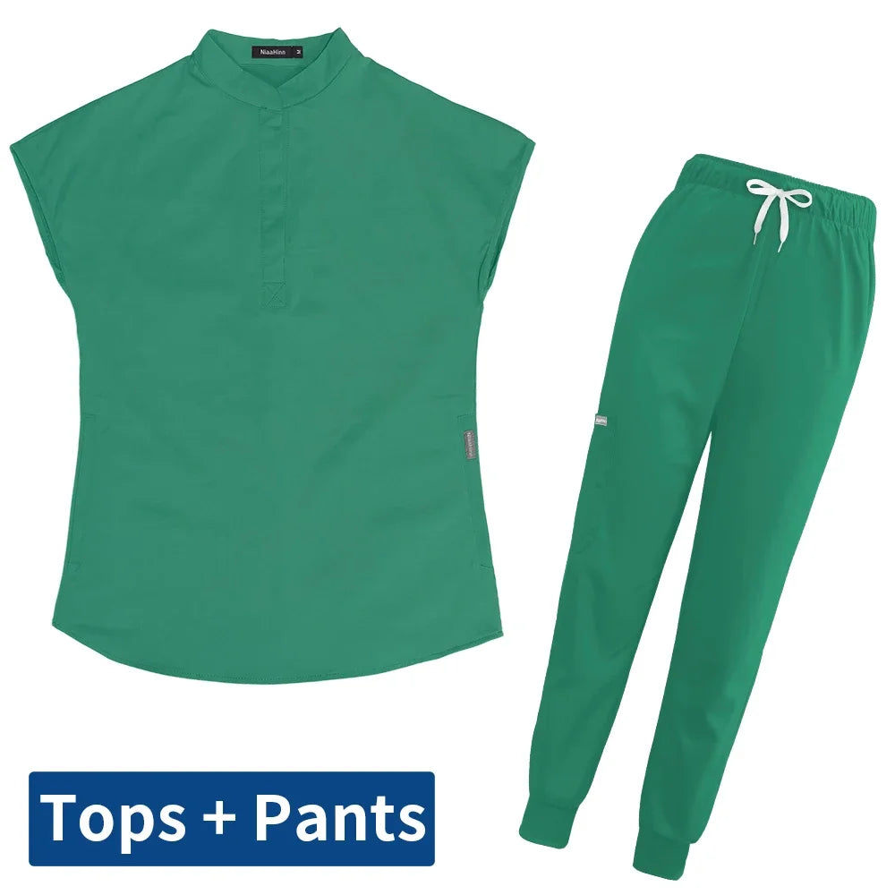 Thicken Nursing Uniform High Quality Solid Color Medical Doctor Workwear Pet Hospital Veterinary Non-sticky Hair Scrub Work Suit