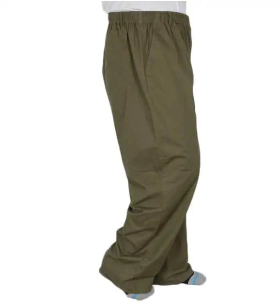 Plus size 8XL 11XL 13xl middle-aged men's summer thin elastic band high waist cotton casual trousers Dad oversize 9XL 8XL 7XL