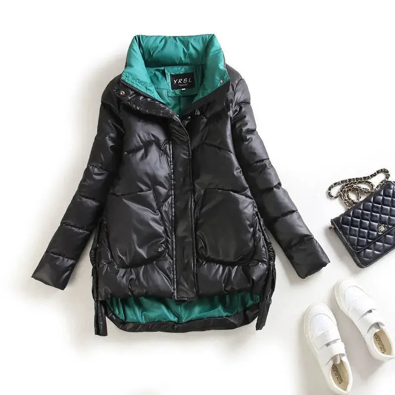 Winter Warm Coat Women's Fashion New Solid Color Hood Filled Down Cotton Coat Women's Clothing Winter Jacket Women