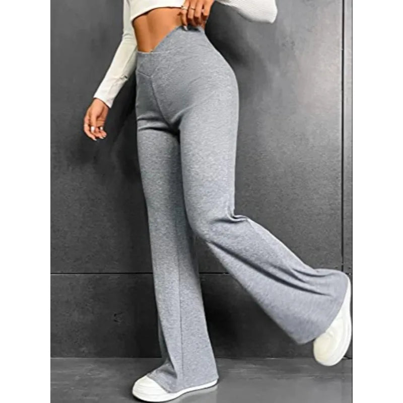 Plus Size 1XL-5XL Women's Sexy V-Waist Yoga Pants  Gym Running Fitness Sports Pant Female High Waist Hip Lifting Flare Trousers