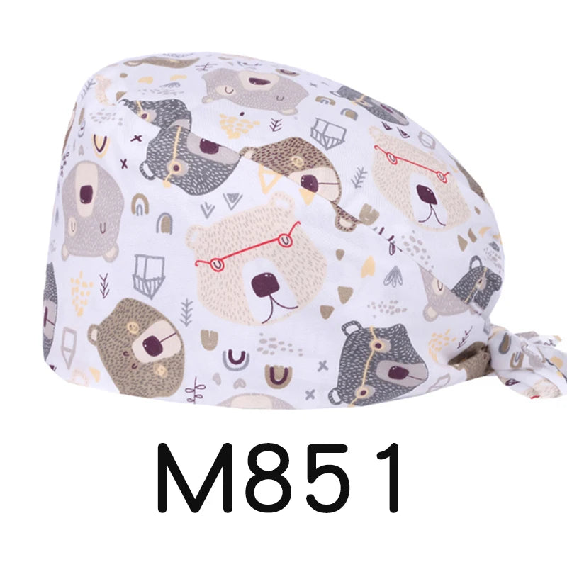 LONG HAIR Scrub Caps Surgical Medical Hats Cotton Nursing Caps Breathable Bouffant Healthcare Chef Pediatric Veterinary Hats M81