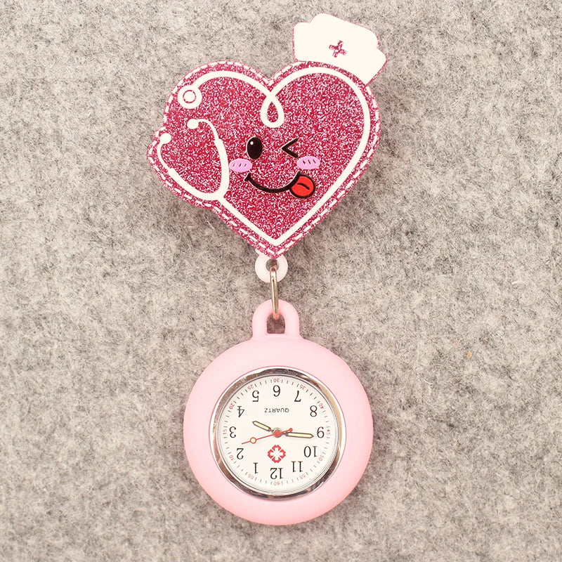 Cartoon Heart Lung Style Pocket Watch Retractable And With Clip For Doctor Nurse Men And Women
