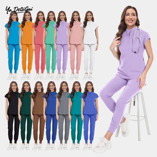 Fashion Scrub Uniforms Sets Beauty Salon Uniform Pet Dental Clinic Doctor Nurse Suits Nursing Scrubs Top Hospital Uniforms Women