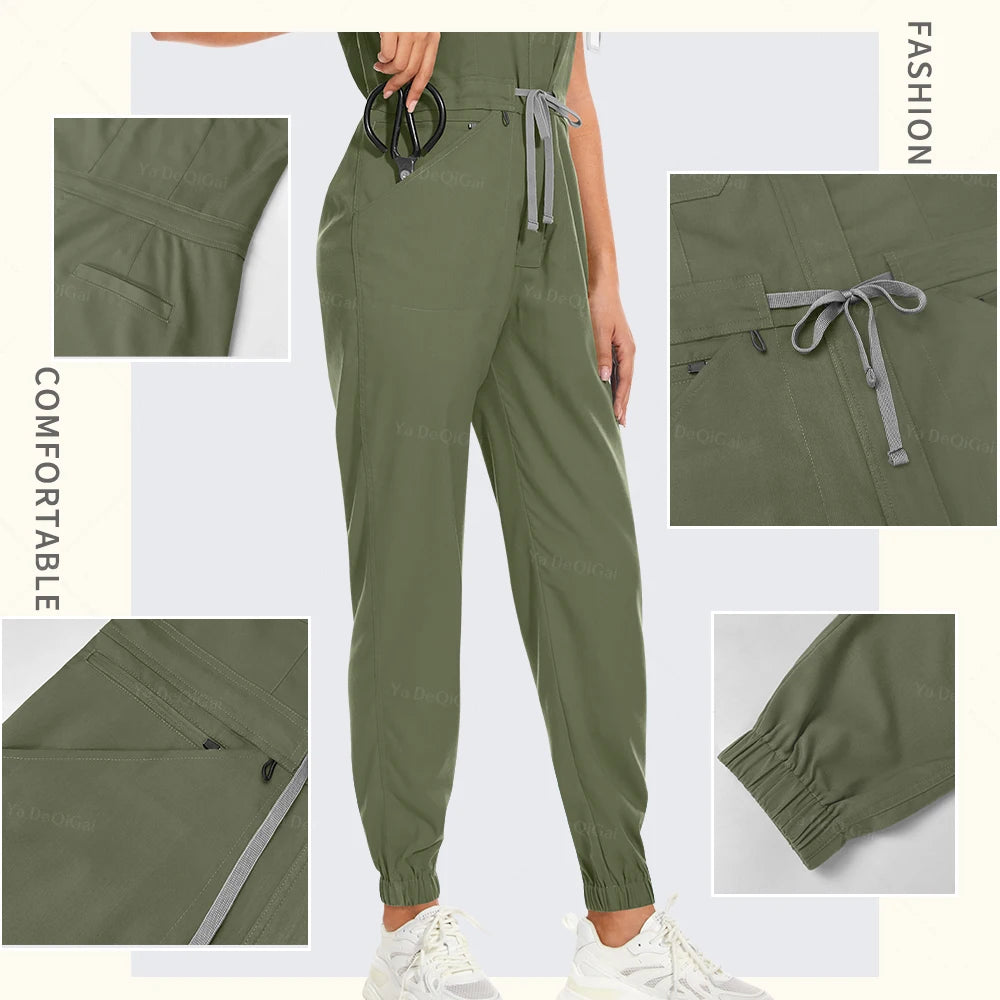 New Medical Scrubs Jumpsuits Short Sleeve Nursing Workwear Uniforms Women Lab Pet Doctor Scrub Hospital Workwear Customized Logo