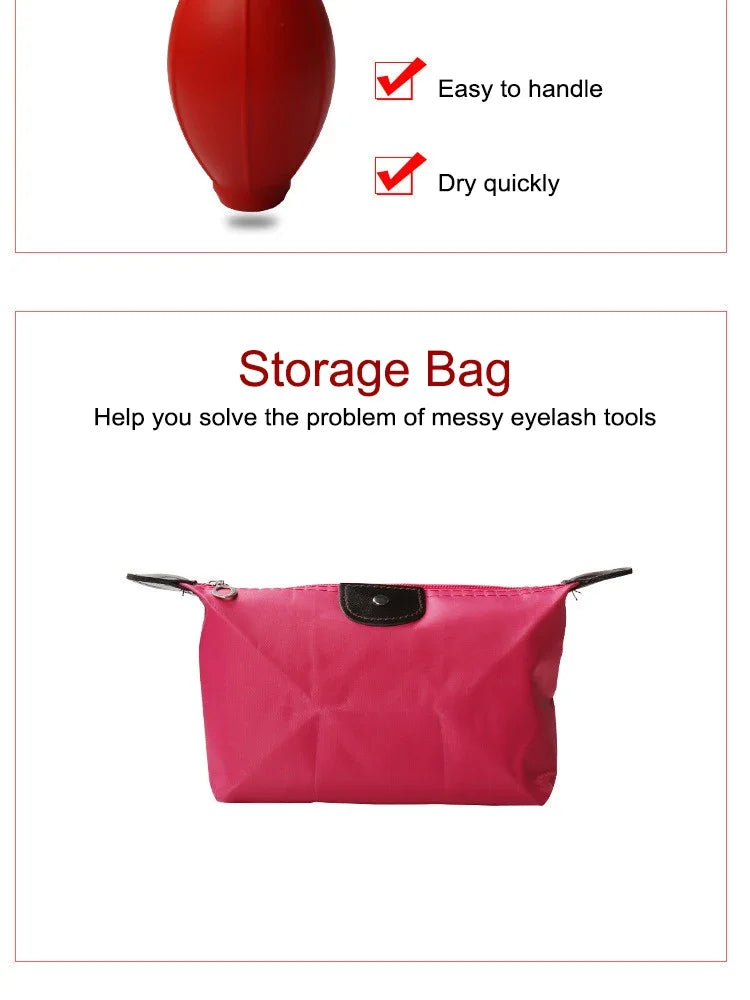 False Eyelash Extension Kit Set for Beginner Lash Brush Tweezers Glue Ring Eye Pad Eyelash Extension Supplies Lash Accessories