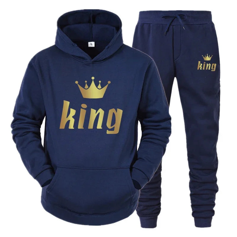 2024 Couple Outfits Hoodie and Jogger Pants High Quality Men Women Daily Casual Sport Jogging Suit King Queen Tracksuits Sets