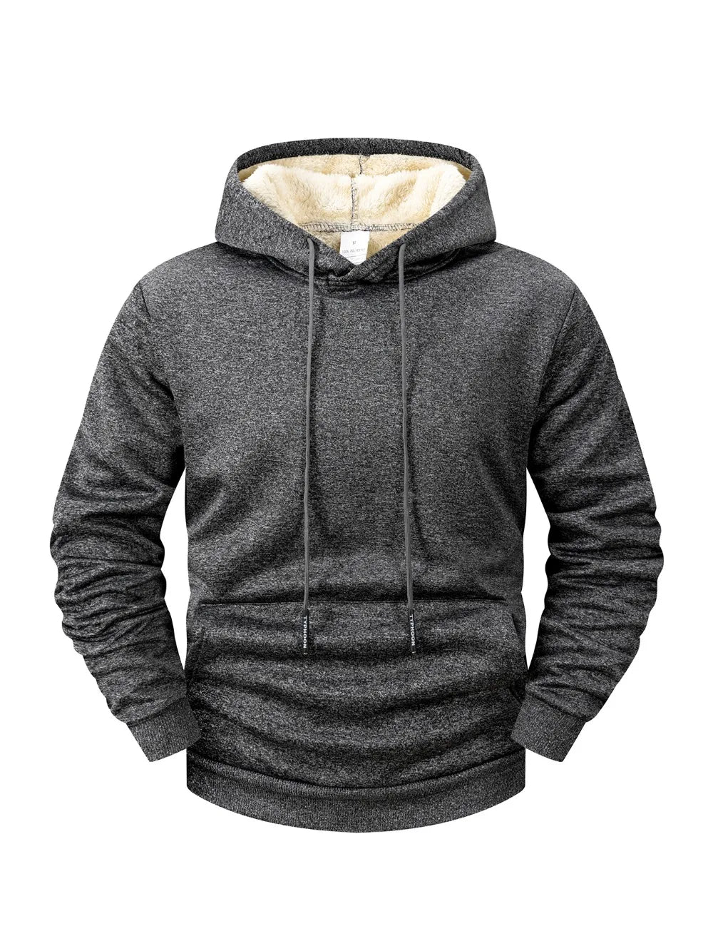 Winter Men's Fleece Hoodies Solid Color Casual Warm Long Sleeve Pullover New Crew Neck Hooded Sweatshirt Streetwear Men Clothing