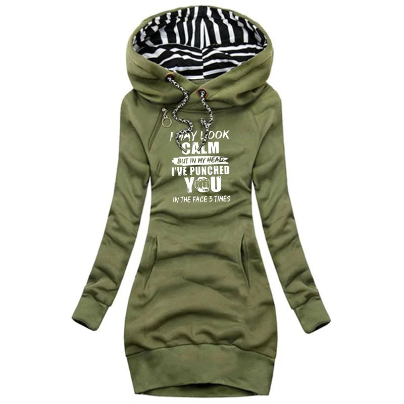 Autumn and Winter Women Dresses Fashion Long Sleeve Hoodie Dress Casual Hooded Dresses for Women Pullover Dress