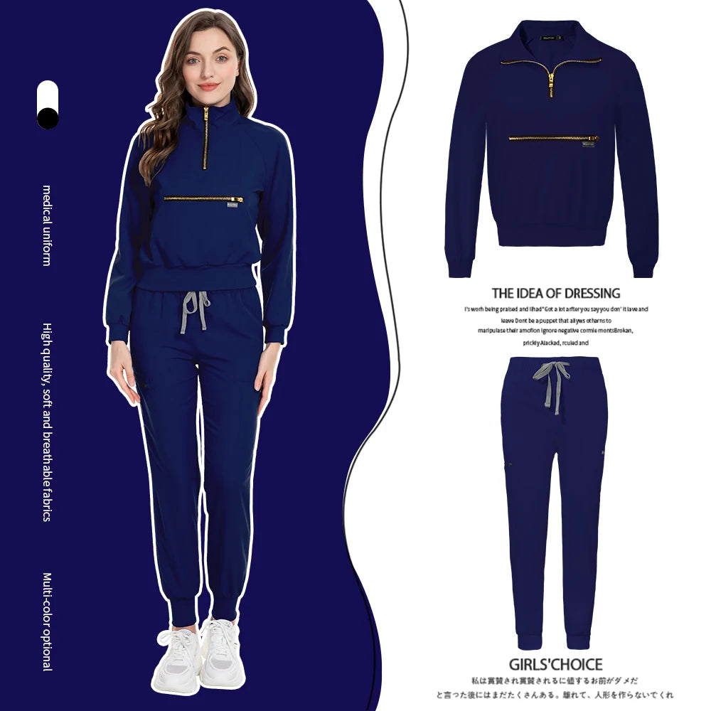 Hospital Medical Uniforms Nurse Suit Women Solid Color Dentistry Operating Room Scrub Set Two-piece Pet Grooming Doctor Workwear