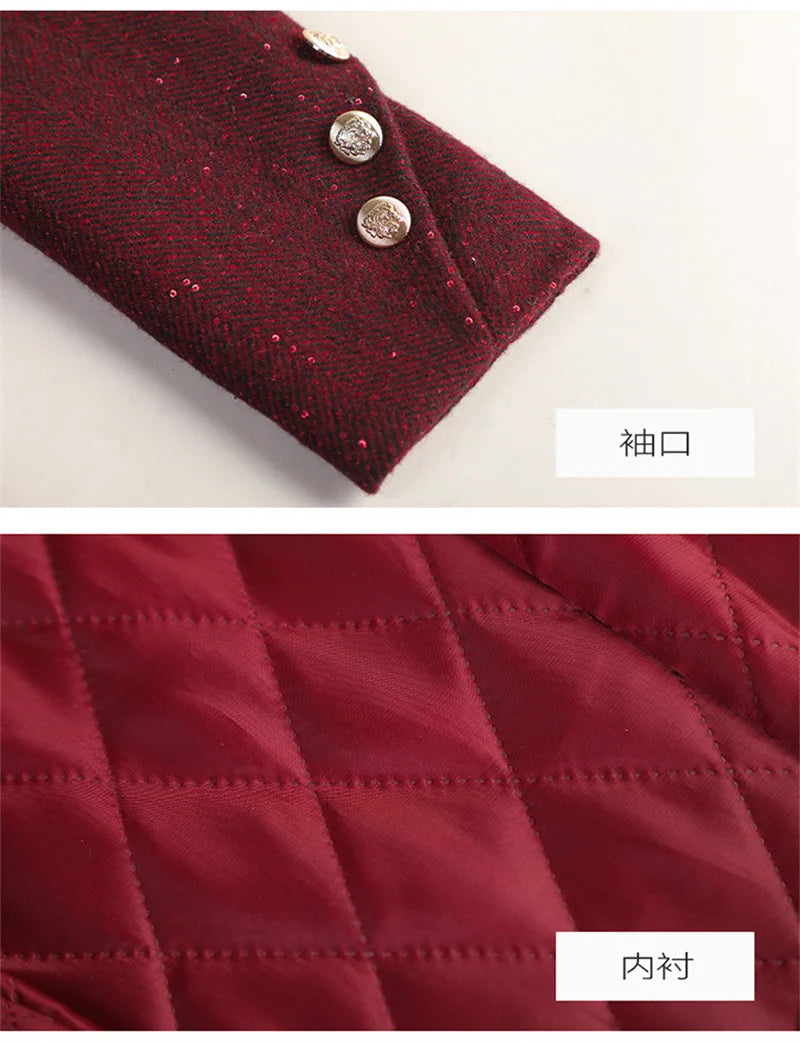 Autumn Winter Women Blazer Long Sleeve Single Button Formal Jacket Business Coat Ladies Office Woolen Suit Coat Female Outerwear