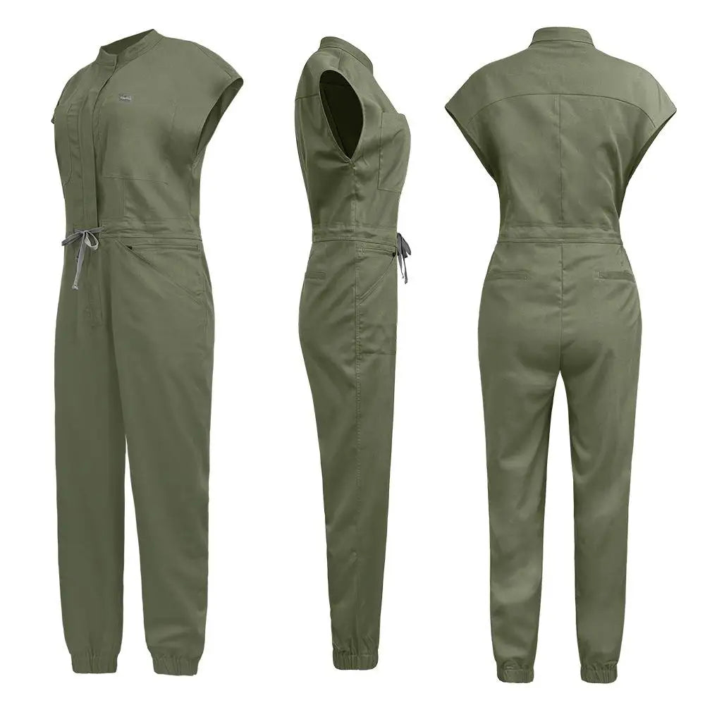 New Nurse Clothing Jumpsuits Medical Surgical Coverall Uniforms Beauty Salon SPA Clinic Pet Scrub Workwear High Quality Bodysuit