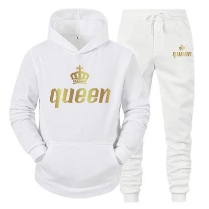 2024 Couple Outfits Hoodie and Jogger Pants High Quality Men Women Daily Casual Sport Jogging Suit King Queen Tracksuits Sets