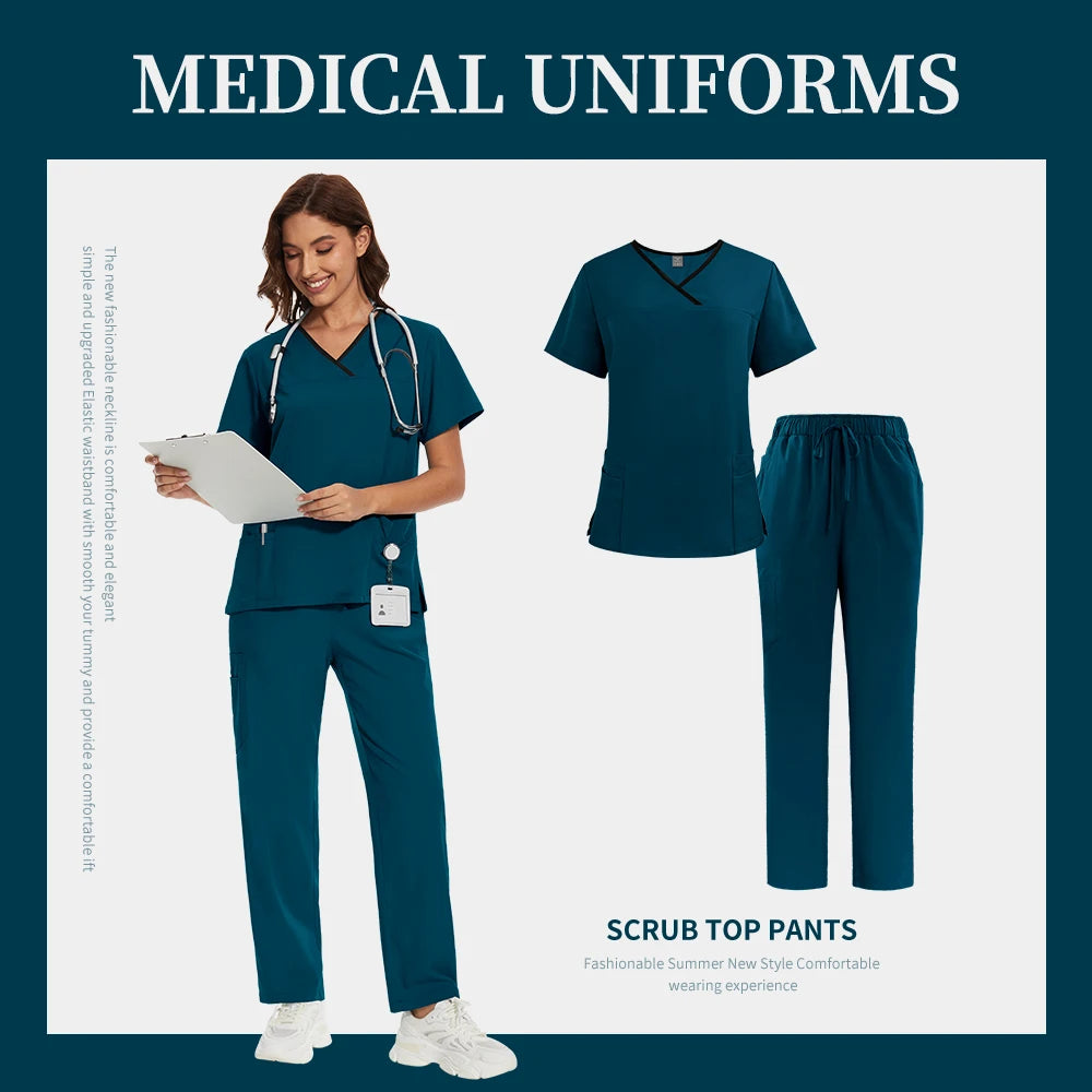 Scrub Uniforms Sets Hospital Clothes for Women Scrubs Set Quick-Drying Comfortable Nursing Outfits Pet Clinic Veterinary Uniform