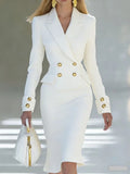 Women Elegant Blazer Dress Spring New Elegant Double Breasted Long Sleeve Dress Office Business Cocktail Party Formal Occasions