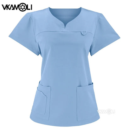 NEW Slim fitting elasticity scrubs sets Operating Room Medical Uniform scrubs uniform nurse women Solid color Surgery Suit