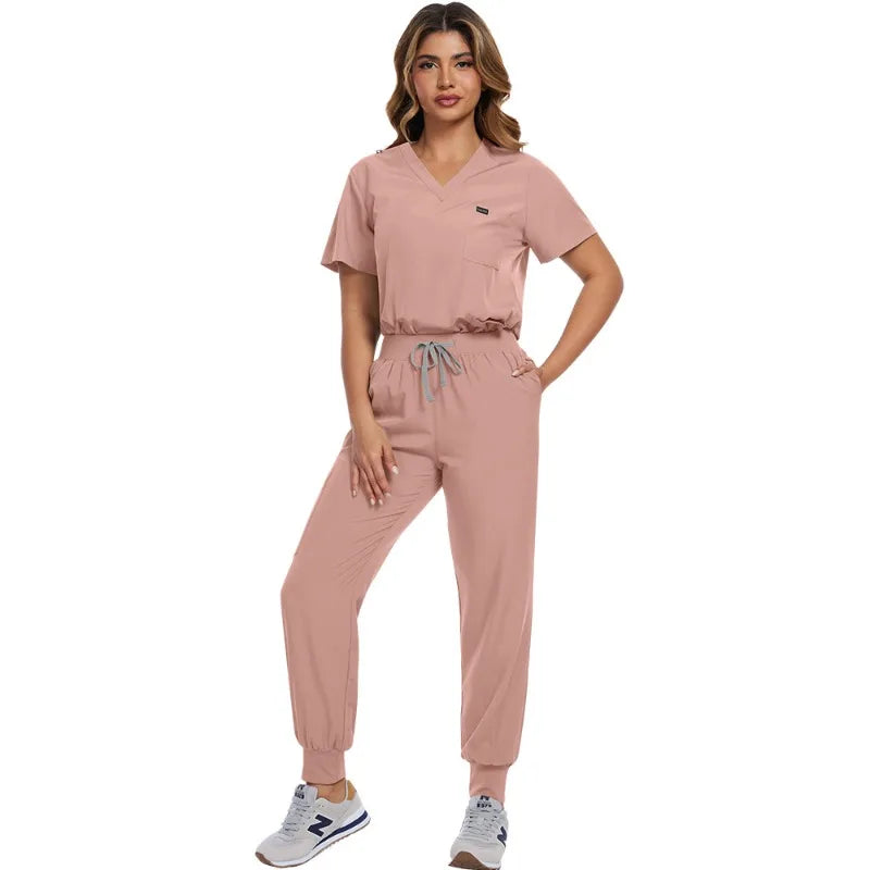 Surgical Scrubs Unisex - Quick-Dry Dental Clinic & ER Workwear Split Set W/Short Sleeve & Anti-Microbial 6 Pockets