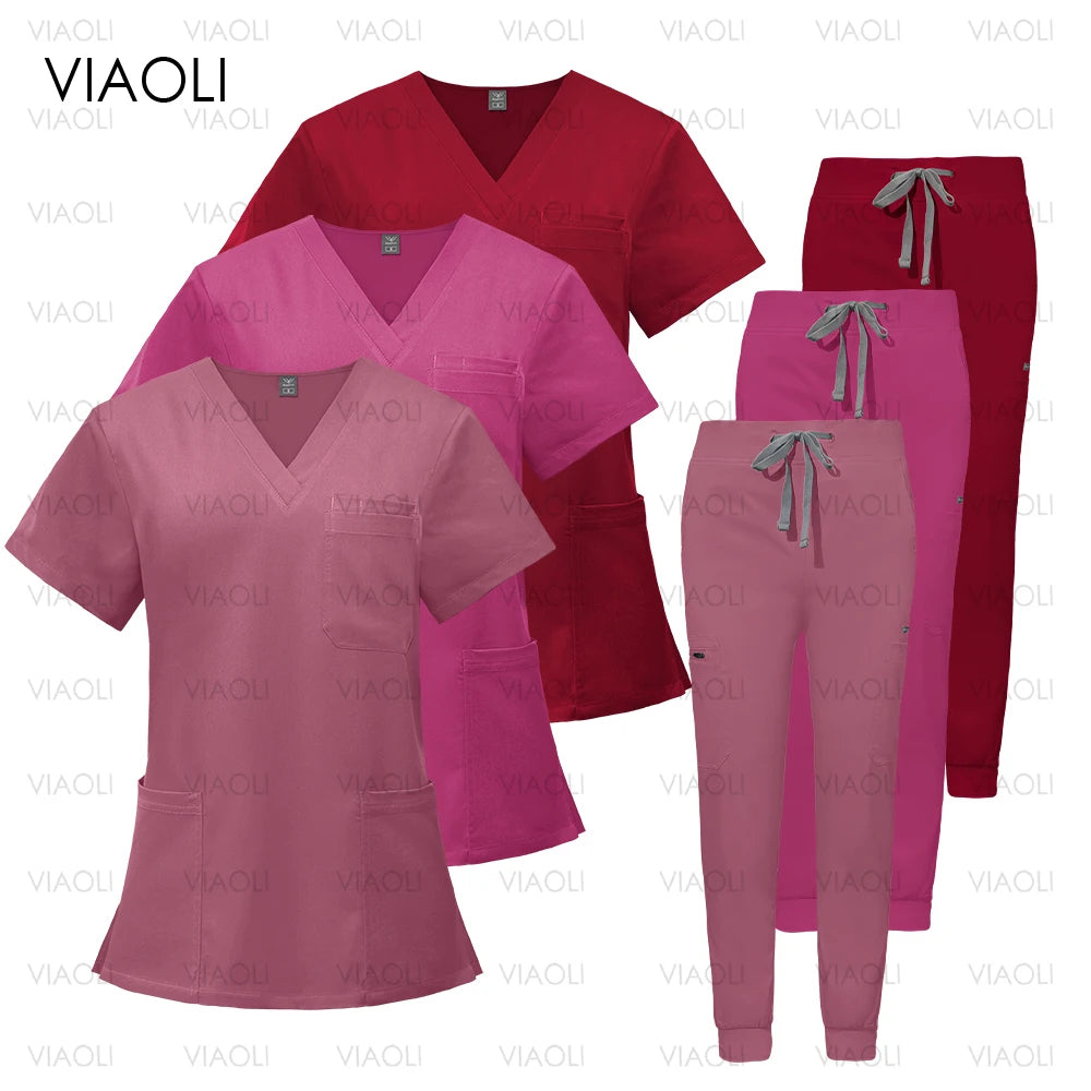 Surgery Overalls High-end Fabric Scrubs Set Medical Uniforms Stretch Scrub Tops Pants With Pocket Nurse Uniforms Beauty Workwear