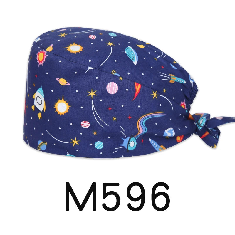 LONG HAIR Scrub Caps Surgical Medical Hats Cotton Nursing Caps Breathable Bouffant Healthcare Chef Pediatric Veterinary Hats M81