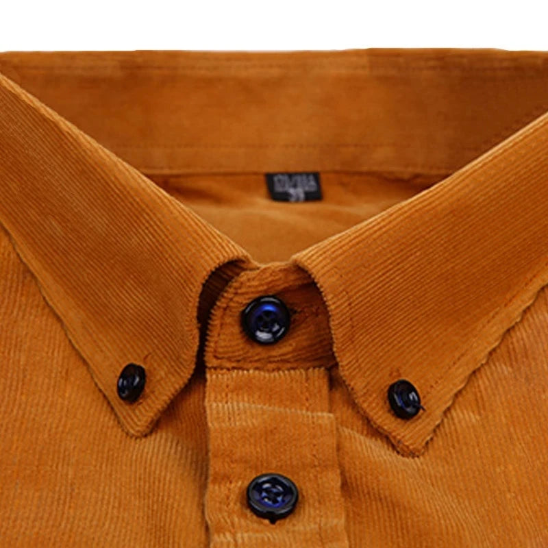 Size S-7XL Men's Corduroy Shirt Long Sleeve Cotton Casual Regular Fit Soft Comfortable Formal Dress Shirts Blouse Men Clothes