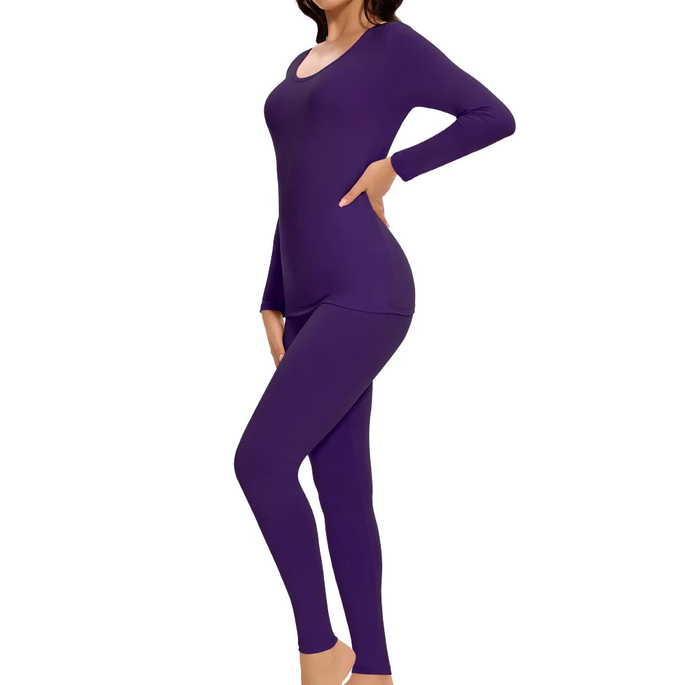 Plus Size Winter Thermal Underwear Suits Women's Long-Sleeved Tops Pants 2PCS Soft Comfortable Ladies Layer Clothing 6 Color
