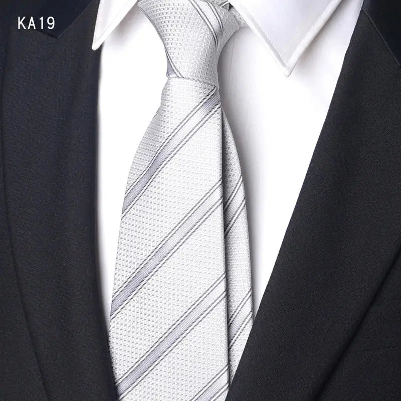 High Quality Handcrafted 9cm Wide Edition Cravat Blue Light Gray Striped Tie For Men's Business Attire Suit Commuting Necktie