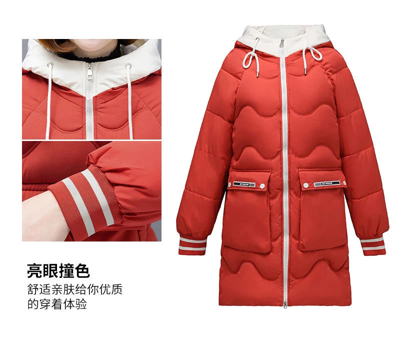 Long Winter Jacket Women Down Cotton Coats New Cotton Padded Puffer Parka Coat Women Hooded Outwear Thicken Warm Jacket 4XL