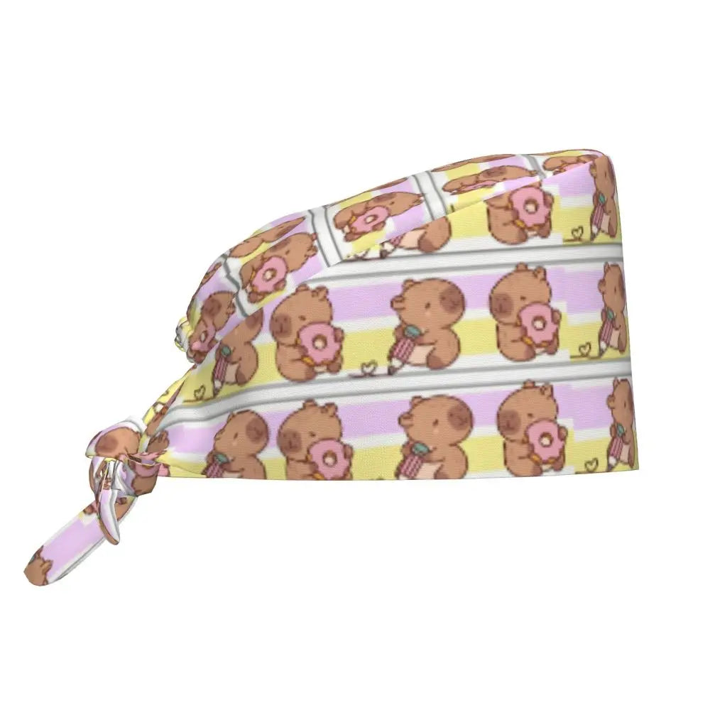 Custom Cartoon Capybara Medical Staff Scrubs Hat Women Men Comic Doctor Nursing Surgical Cap Scrub Caps