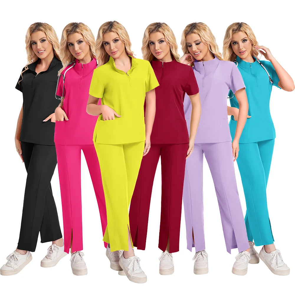Surgical Uniforms Woman Scrub Set Medical Nurse Beauty Salon Workwear Clinical Scrubs Top Pants Spa Doctor Nursing Clinical Suit