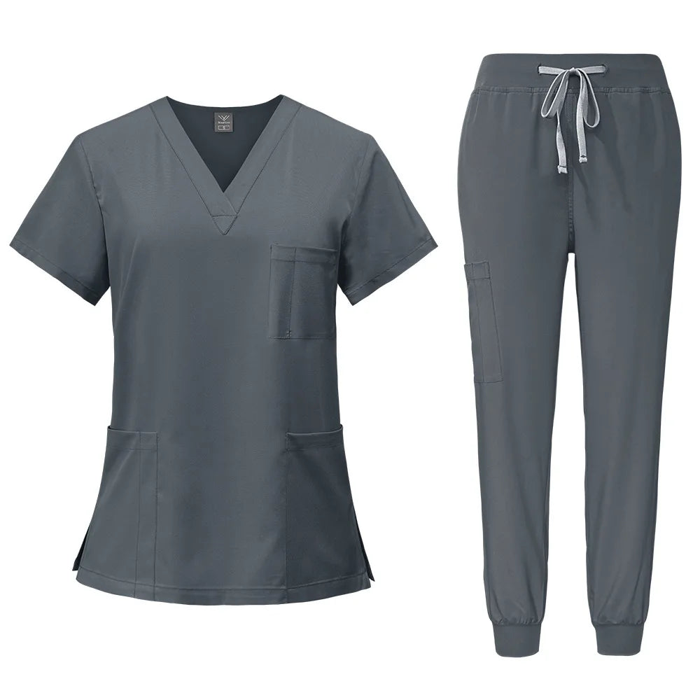 2025 Nurse Uniforms Men Medical Scrub Set Workwear Beauty Clothes Split Suit Short Sleeve Pocket Surgical Uniform Pet Dentist