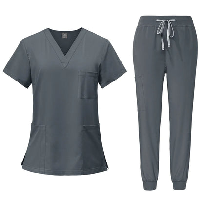 2025 Nurse Uniforms Men Medical Scrub Set Workwear Beauty Clothes Split Suit Short Sleeve Pocket Surgical Uniform Pet Dentist