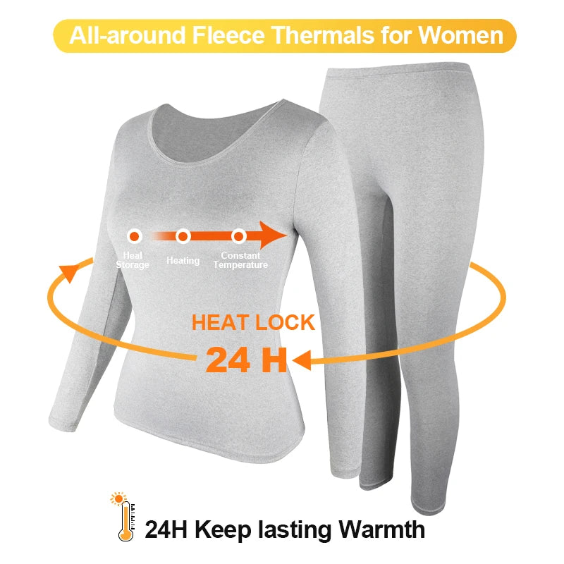 Plus Size Winter Thermal Underwear Suits Women's Long-Sleeved Tops Pants 2PCS Soft Comfortable Ladies Layer Clothing 6 Color