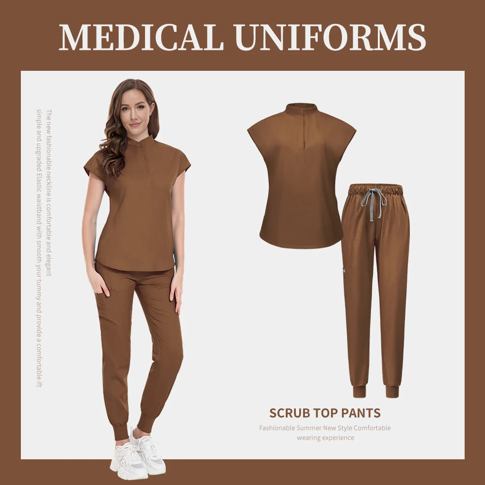 Fashion Scrub Uniforms Sets Beauty Salon Uniform Pet Dental Clinic Doctor Nurse Suits Nursing Scrubs Top Hospital Uniforms Women