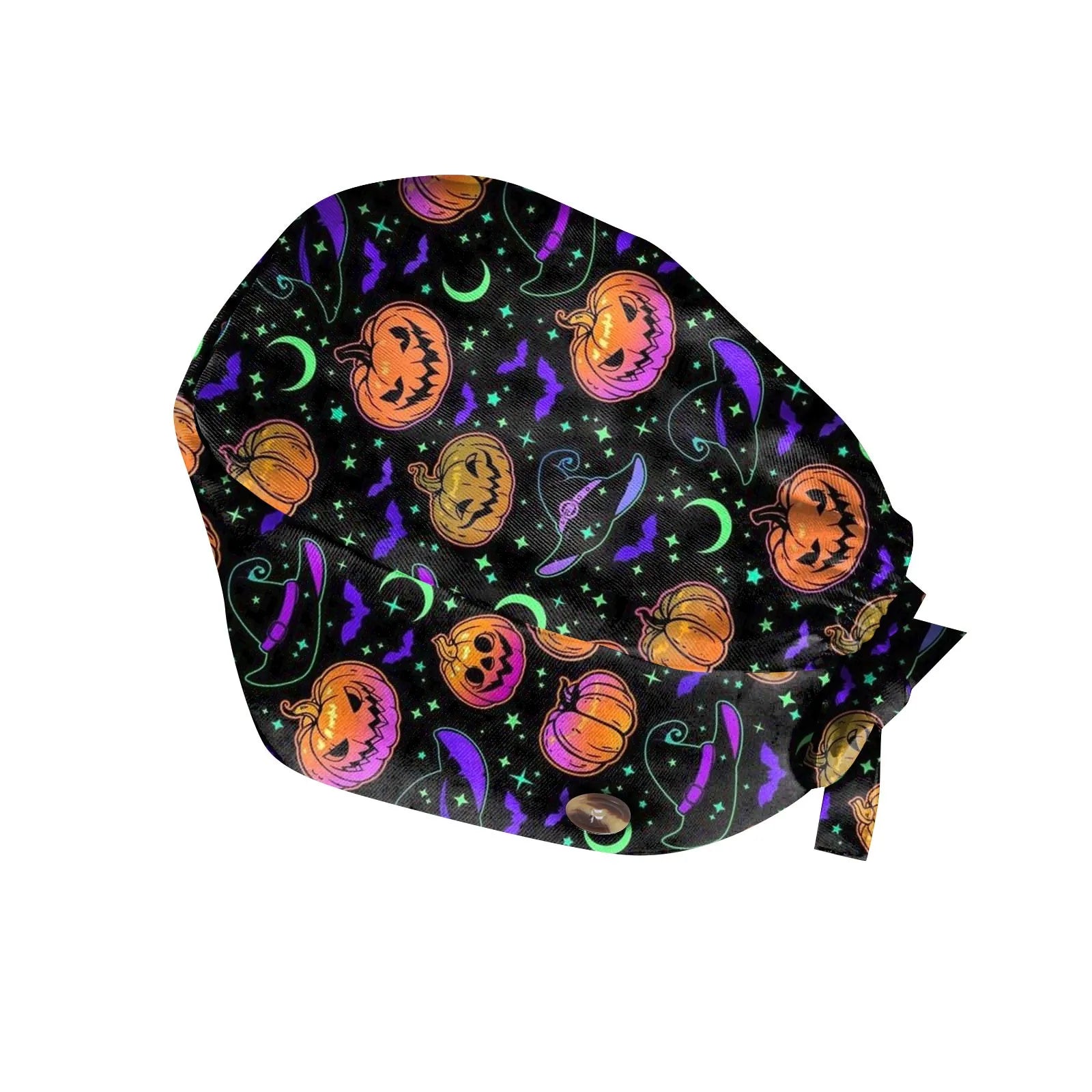 Halloween Scrub Cap Printed Adjustable Cotton Beauty Salon Surgeon Dental Clinic Nursing Hat Women Men Surgical Caps Wholesale