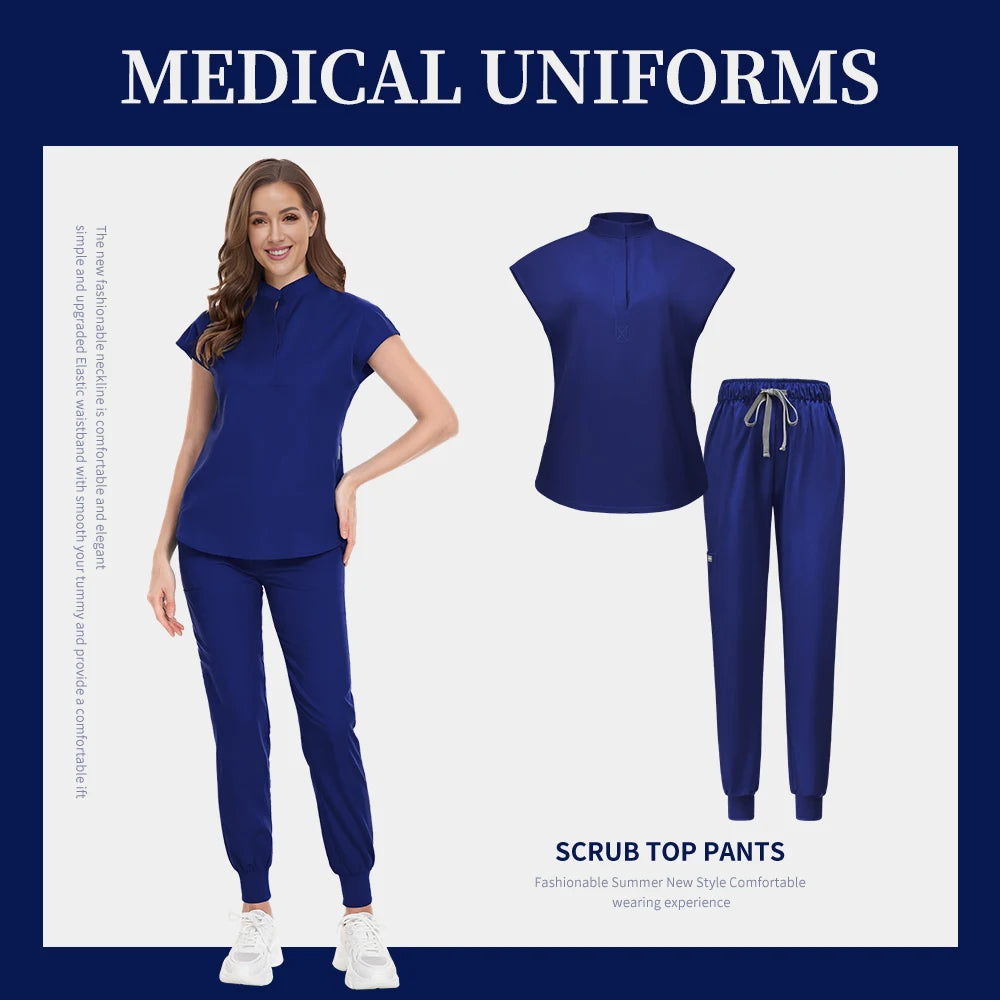 Fashion Scrub Uniforms Sets Beauty Salon Uniform Pet Dental Clinic Doctor Nurse Suits Nursing Scrubs Top Hospital Uniforms Women