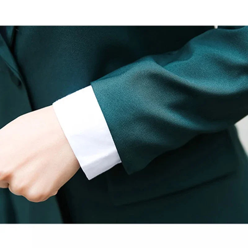 New Arrived Women Suit Fashion Slim Business Office OL Dark Green Jacket Set Formal Blazer + Pants Suits Feminino Female