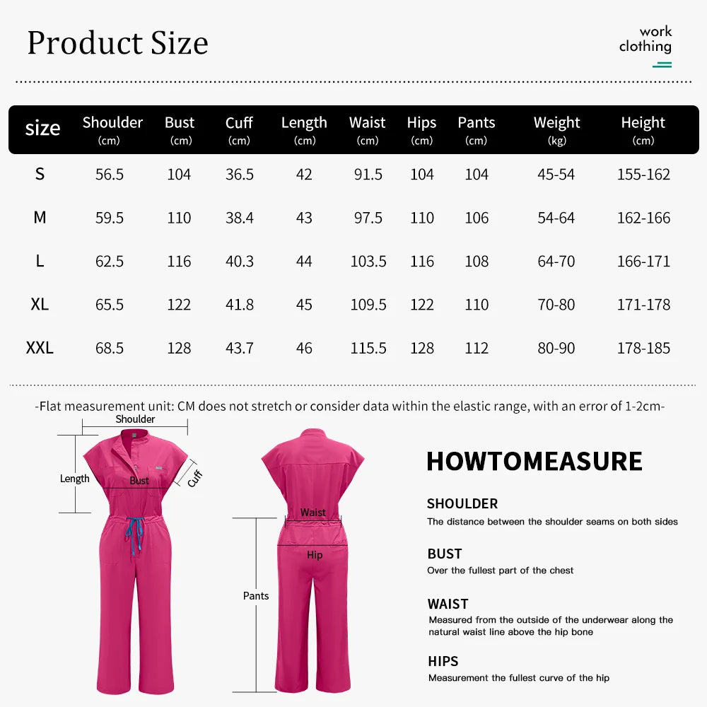 Slim Fitting Elasticity Scrubs Workwear Operating Room Medical Uniforms Nurse Scrubs Jumpsuit Women Solid Color Surgery Clothing