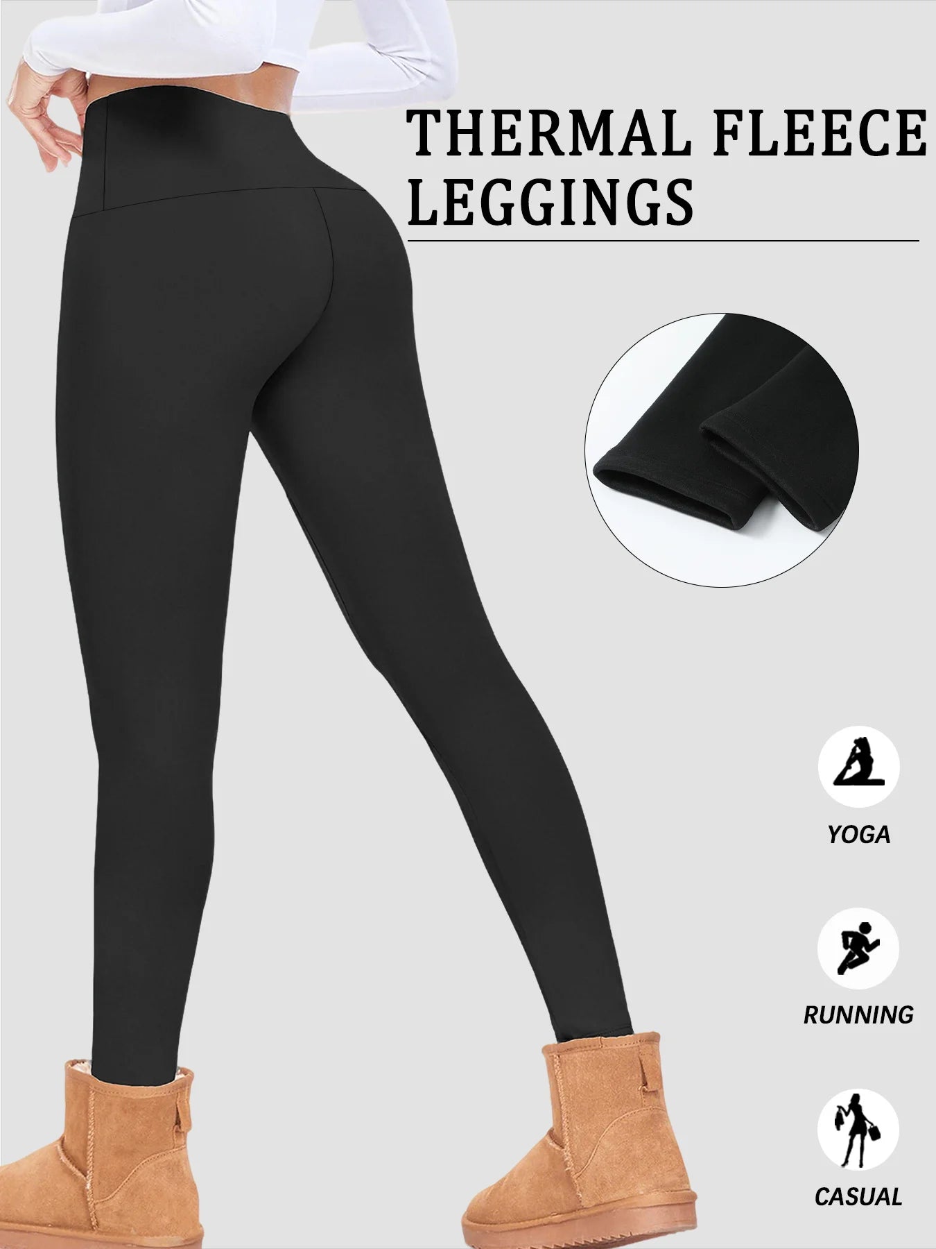 Plus Size High waisted winter leggings with fleece lining for women. with perfect for running, yoga and cold weather workouts
