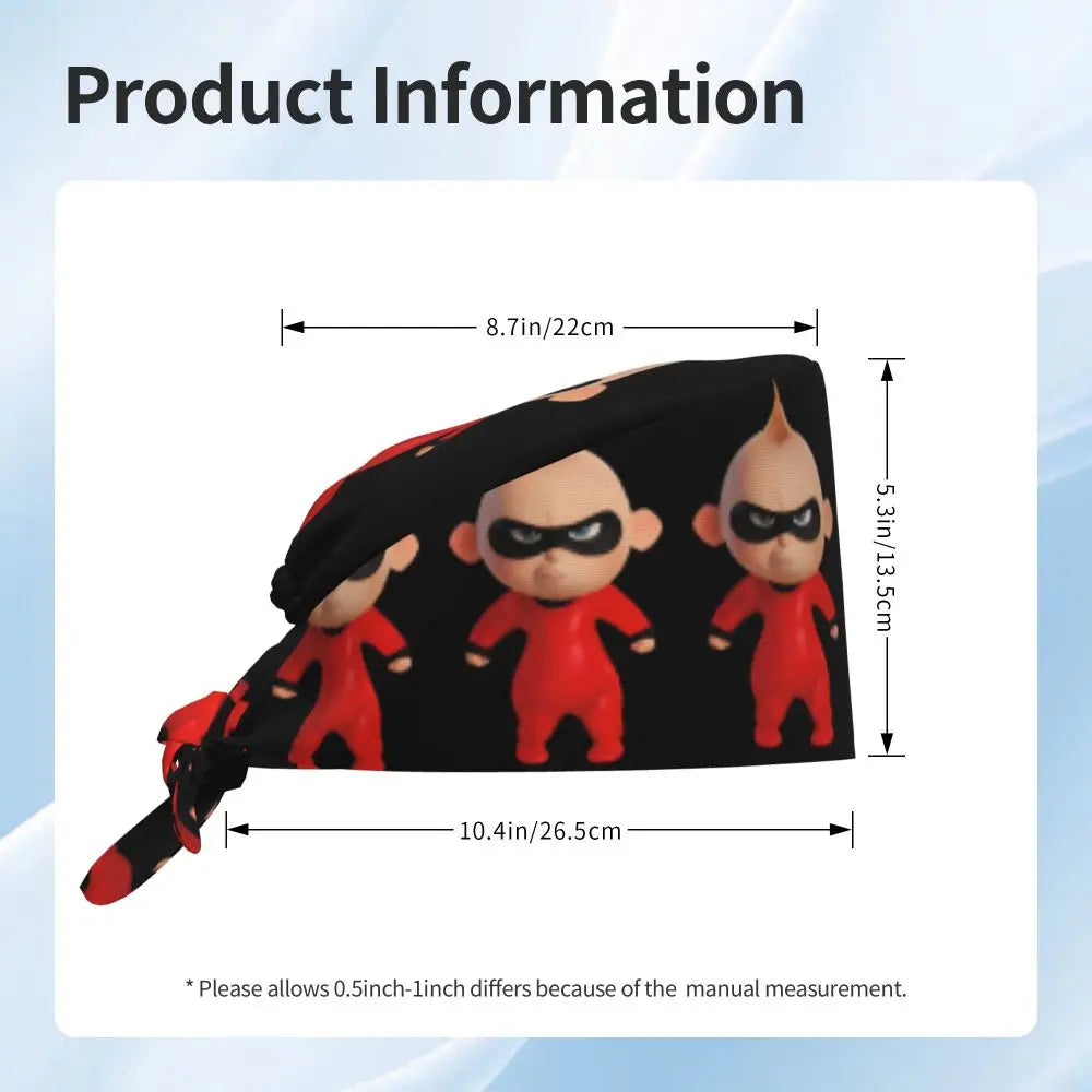 Custom The Incredibles Medical Staff Scrubs Hat Men Women Superhero Anime Doctor Nursing Surgical Cap Scrub Caps