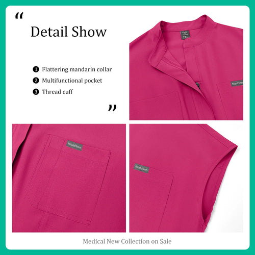 Slim Fitting Elasticity Scrubs Workwear Operating Room Medical Uniforms Nurse Scrubs Jumpsuit Women Solid Color Surgery Clothing