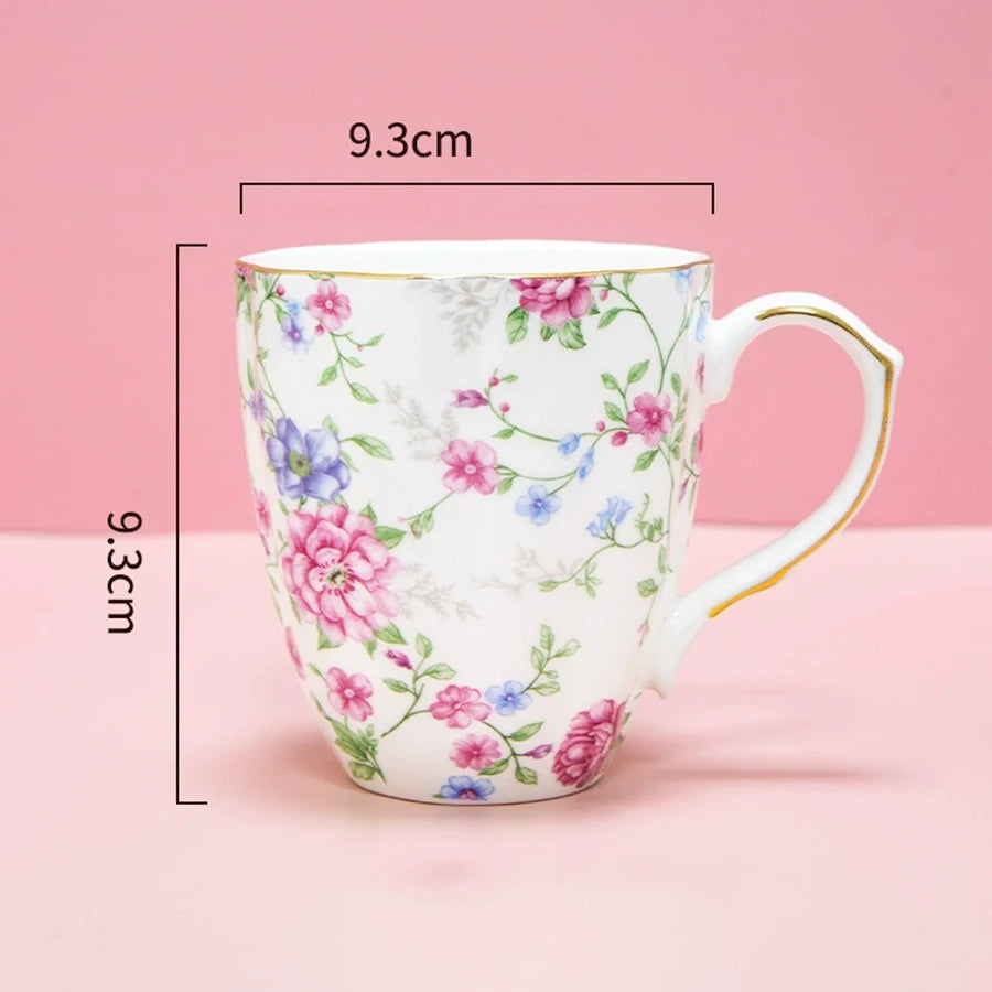 460ML Pumpkin-shaped Ceramic Mug Full cup of flower pattern Coffee Cup Big capacity Breakfast Milk tea cups Gift For Kids Girls