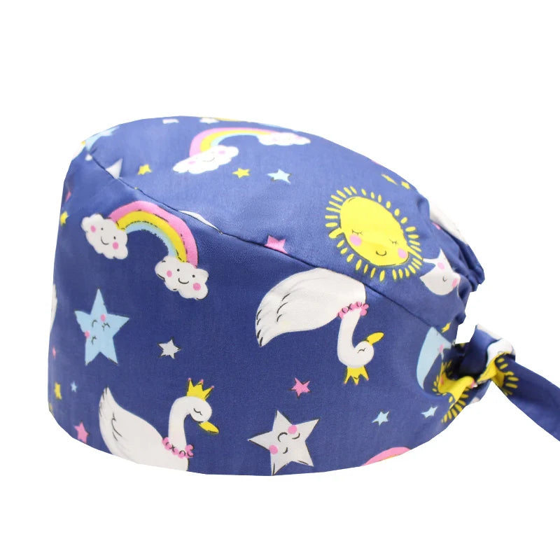 LONG HAIR Scrub Caps Surgical Medical Hats Cotton Nursing Caps Breathable Bouffant Healthcare Chef Pediatric Veterinary Hats M81